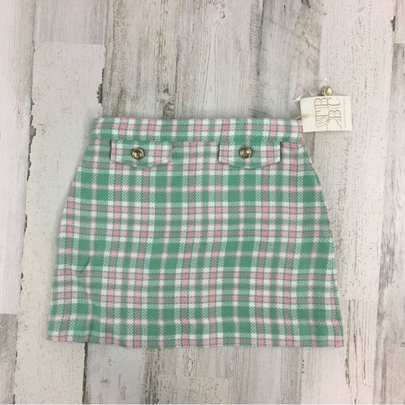 The Beaufort Bonnet Company Other - The Beaufort Bonnet Company Green and Pink Plaid Mini Skirt